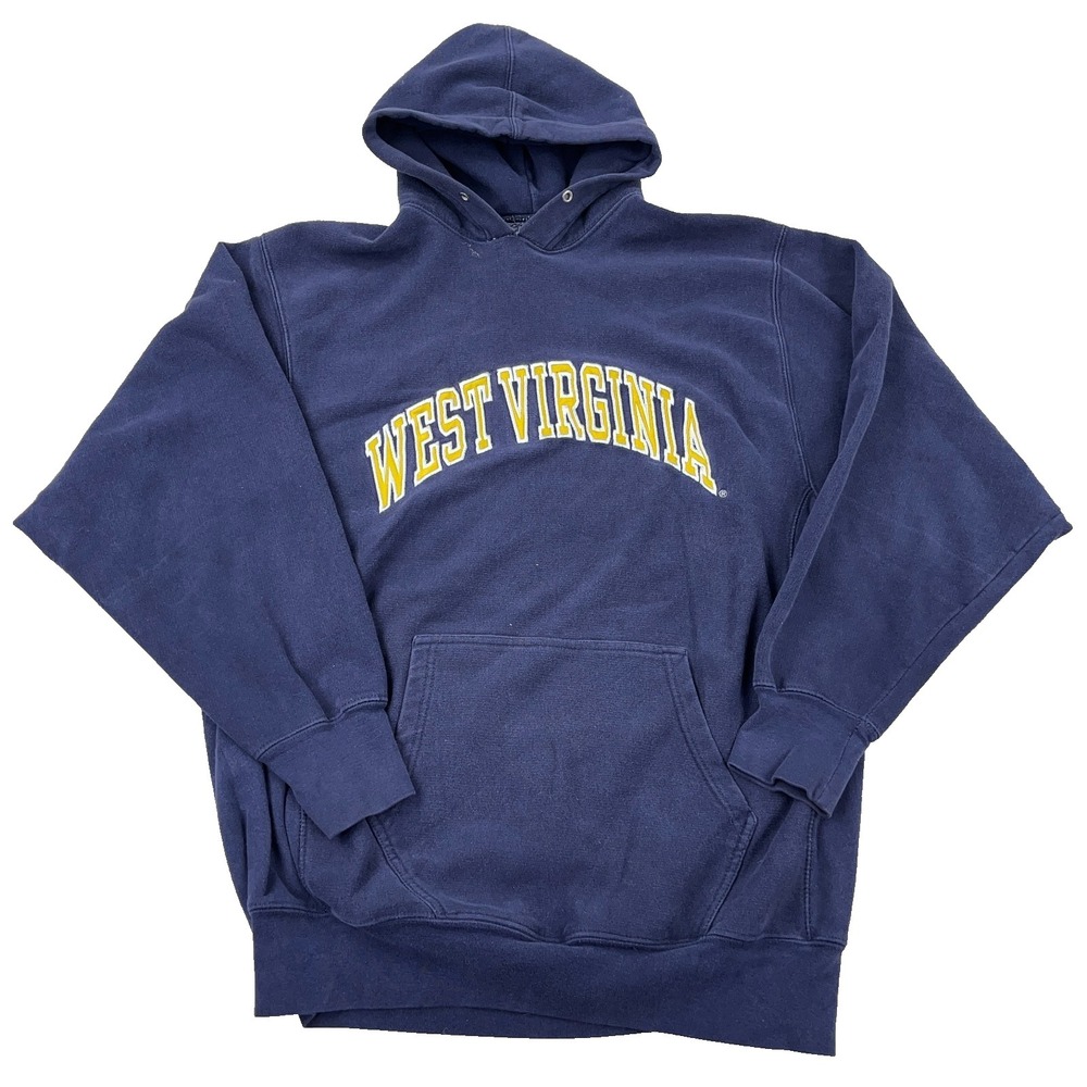 Vintage Y2K West Virginia Mountaineers Hoodie Men Large WVU Heavy Baggy Sewn A39